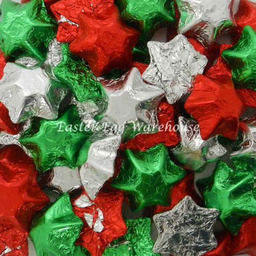 Mixed Red Silver & Green Milk Chocolate Stars